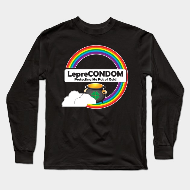 LepreCONDOM | Protecting Me Pot of Gold Long Sleeve T-Shirt by Mr Art Sale